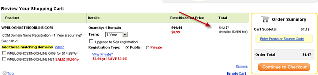 99c GoDaddy domain